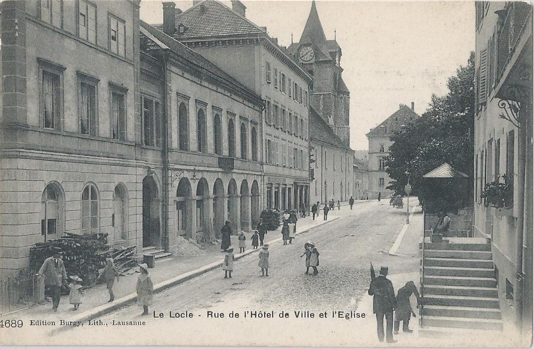 Le Locle - Rue de l'Hôtel de ville et l'église